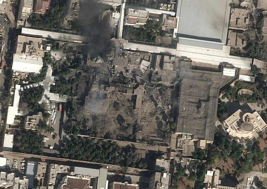 We obtained the first known satellite image of Ayatollah Ali Khamenei's  compound in Tehran. There are several destroyed buildings. While the  current whereabouts of Iran's supreme leader are unknown, the compound is