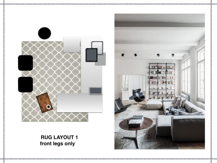 the rules of rug layout: 1 - front legs only the rules of rug layout: 1 - front legs only
