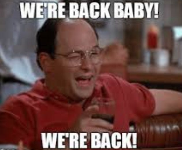 WE'RE BACK!

AI-generated content may be incorrect.