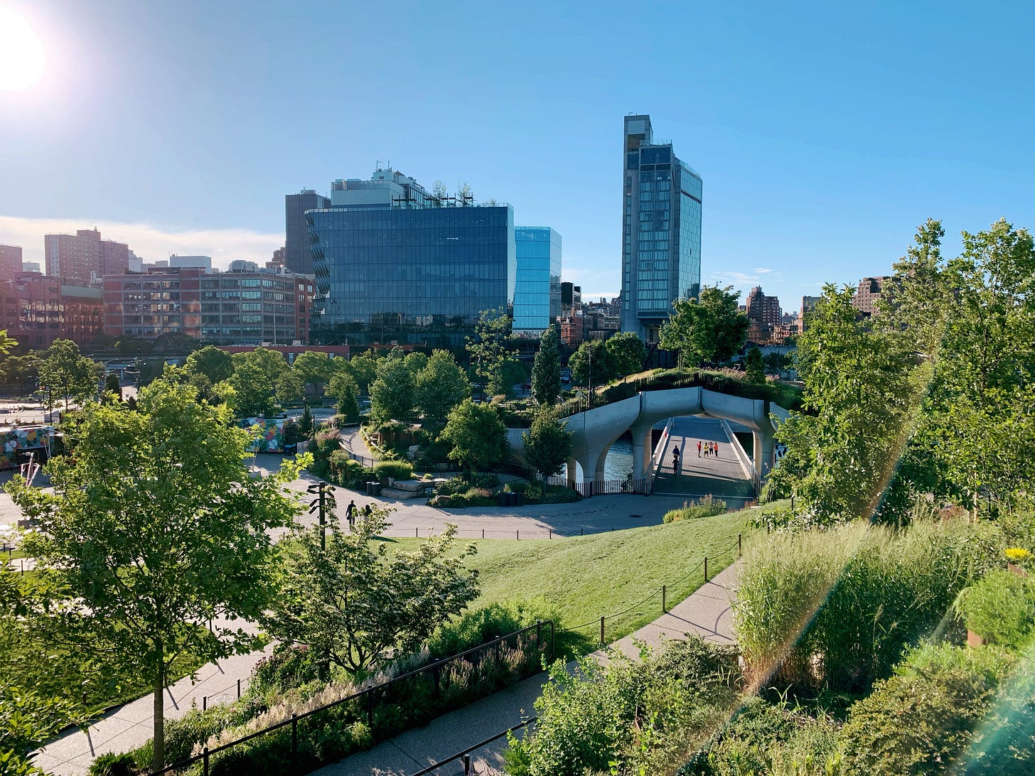 Manhattan view from Little Island's highest point