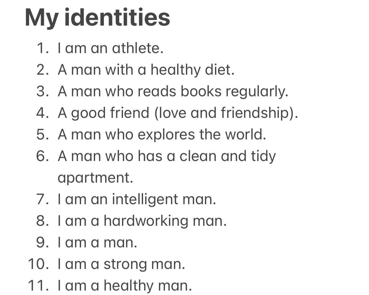 A list of identities.