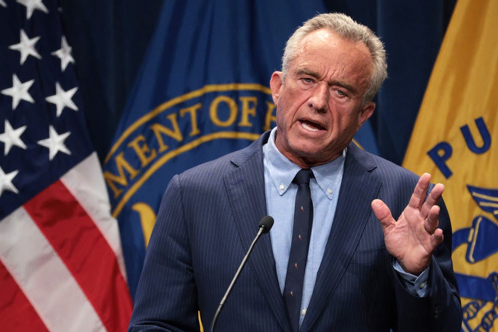 Secretary of Health and Human Services Robert F. Kennedy Jr. speaks during a news conference on the rising number of autism cases in Washington on April 16, 2025. 
