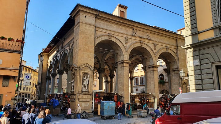 Loggia del Mercato Nuovo image is from Wikipedia, while the Vasari Corridor is from the Uffizi
