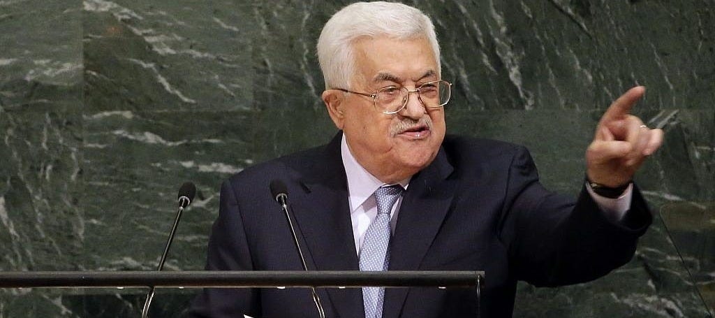 Palestinian Authority President Mahmoud Abbas speaks during the United Nations General Assembly at UN headquarters, September 20, 2017. (AP/Seth Wenig)