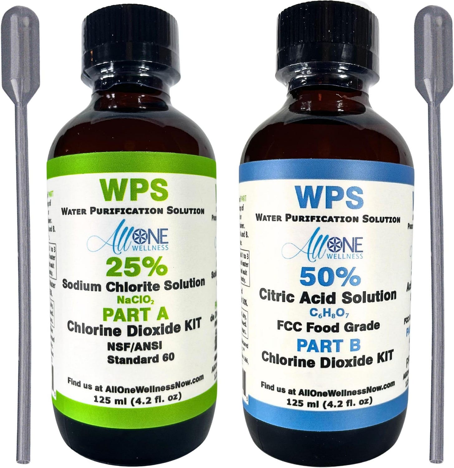 AllOne Wellness | WPS Chlorine Dioxide KIT ClO2 Glass Sodium Solution 25% Citric Acid 50% 2 Part ...