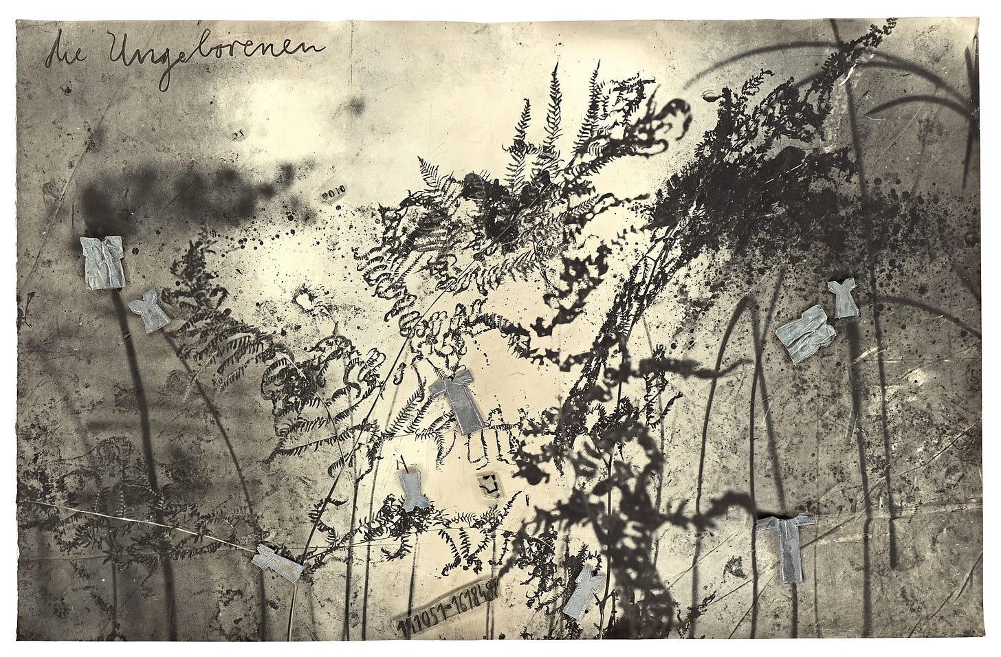 Anselm Kiefer, Die Ungeborenen, 2002. Fotografia colada com chumbo e vidro.