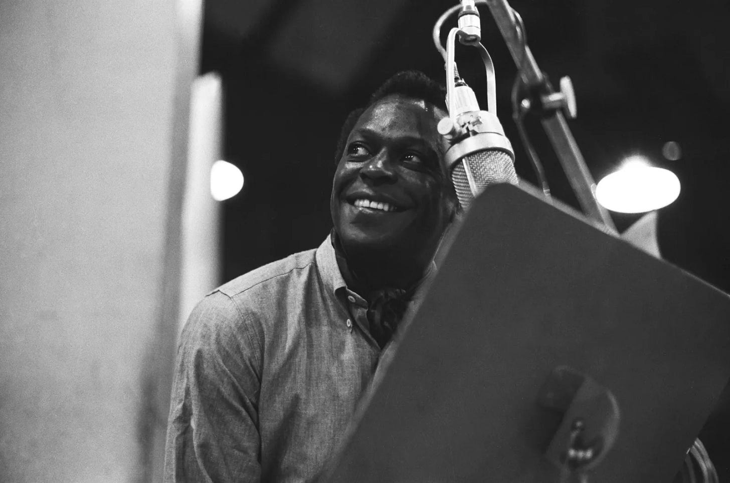 Miles Davis during recording sessions for the Columbia Records release “Kind Of Blue.”
Miles Davis during recording sessions for the Columbia Records release “Kind Of Blue.”