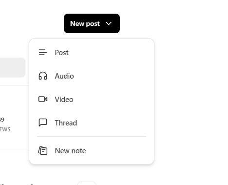 New post options in the Substack dashboard.