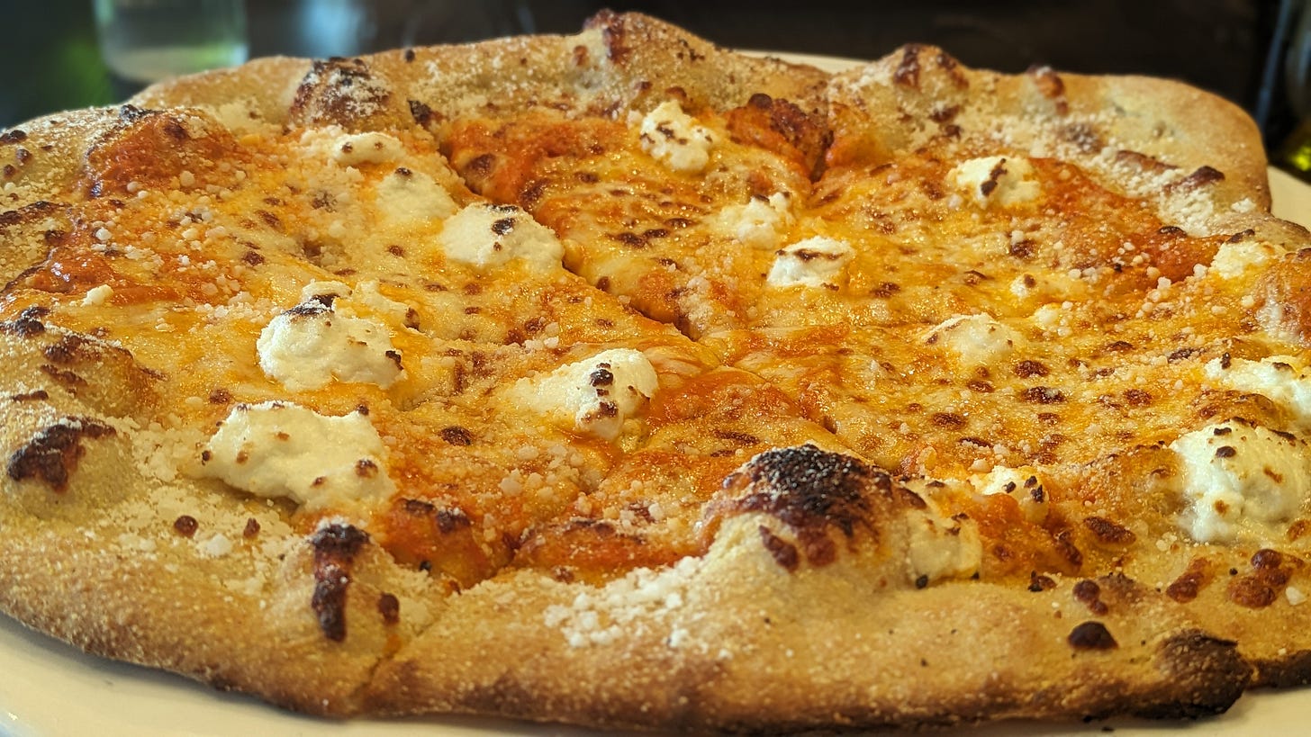 Vodka and cheese pizza from Hugo's