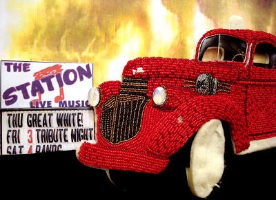 Beaded 43 Chevy fire truck RI Rhode Island night club fire Station memorial burn victims bead Boston pop art Beaded 43 Chevy fire truck RI Rhode Island night club fire Station memorial burn victims bead Boston pop art
