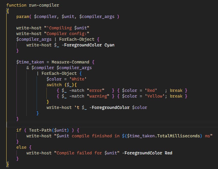 C/C++ Toolchain usage on Windows from scratch with just PowerShell