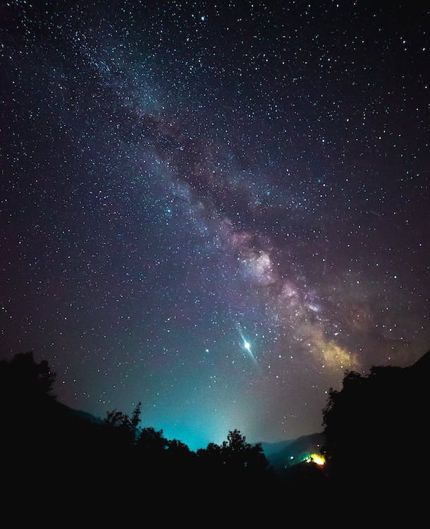 Free A Majestic Display of Stellar Structure Over a Silhouette of Trees Stock Photo Free A Majestic Display of Stellar Structure Over a Silhouette of Trees Stock Photo