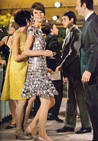 Audrey in dress by Paco Rabanne in the film "Two For the Road", 1967