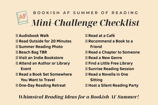 Bookish AF Summer of Reading Mini-Challenge Checklist