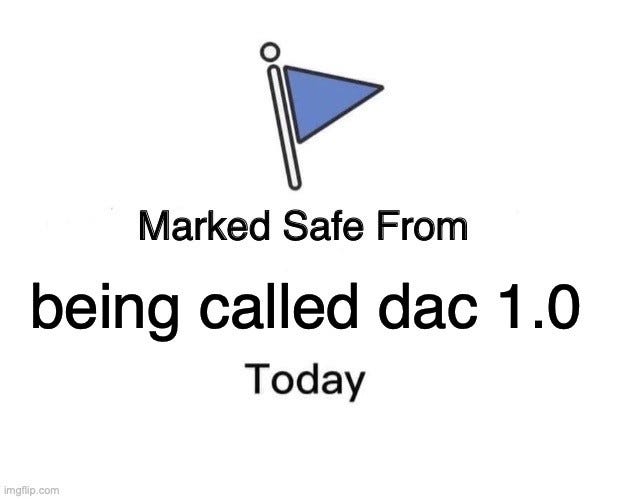 Facebook "Marked Safe" template with a blue flag icon. Text: "Marked Safe From being called dac 1.0 Today"