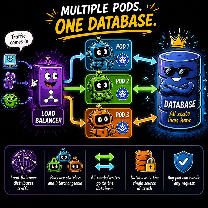 Multiple pods, one central database Multiple pods, one central database