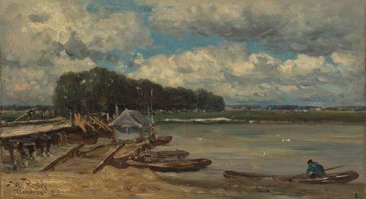 'De brug over de IJssel bij Doesburg' - Marouflé: Willem Roelofs (1887)