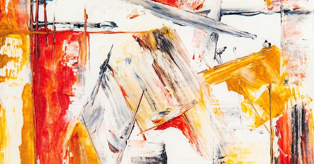 white, yellow, and red abstract painting white, yellow, and red abstract painting