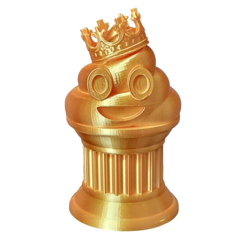 Amazon.com : Znet3D King Poop Emoji Trophy - 6" Tall Handmade Novelty Award  w/Additive Manufacturing, Solid Silk Gold Design, Crowned Poop Emoji on  Column Pillar - Hilarious & Unique Gift, Award or