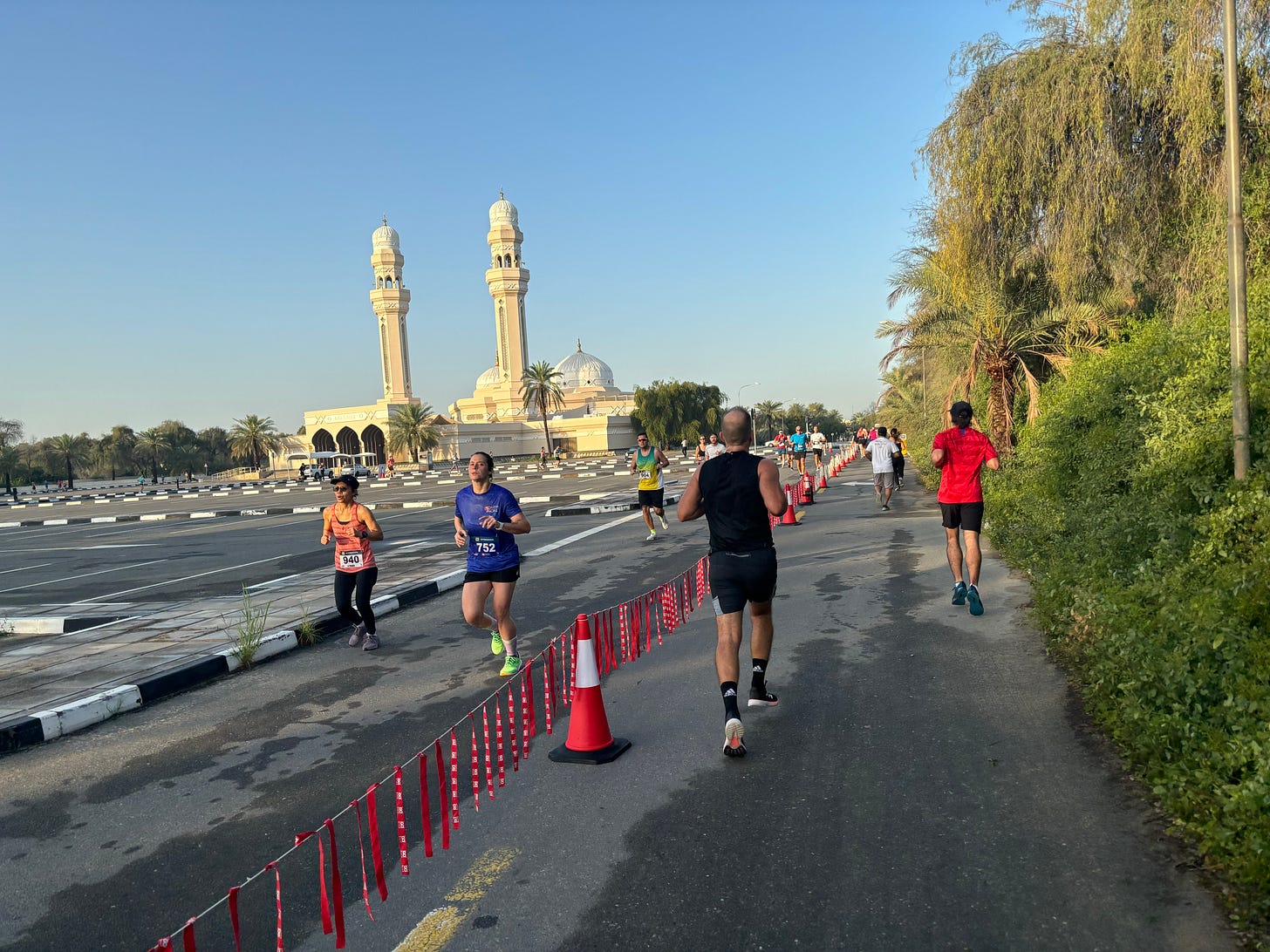Runners along the course of the 2024 Skechers Performance Run in Dubai