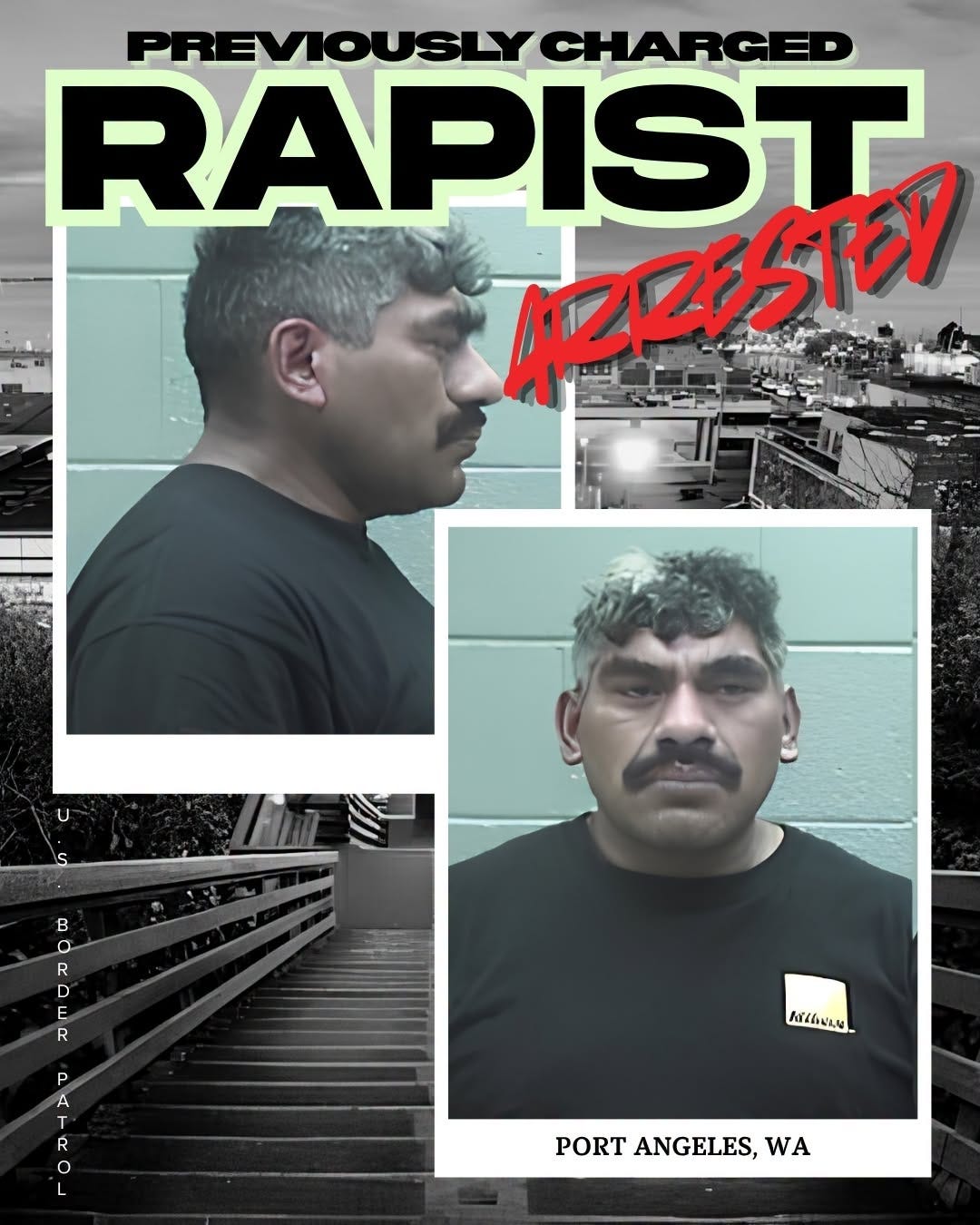 May be an image of text that says 'PREVIOUSLY CHARGED RAPIST ARRESTON 2ESTEY a R B O R D E np T P A R L バ話ん PORT ANGELES, ORTANGELES,WA WA' May be an image of text that says 'PREVIOUSLY CHARGED RAPIST ARRESTON 2ESTEY a R B O R D E np T P A R L バ話ん PORT ANGELES, ORTANGELES,WA WA'