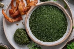 Bowl full of algae based curry
