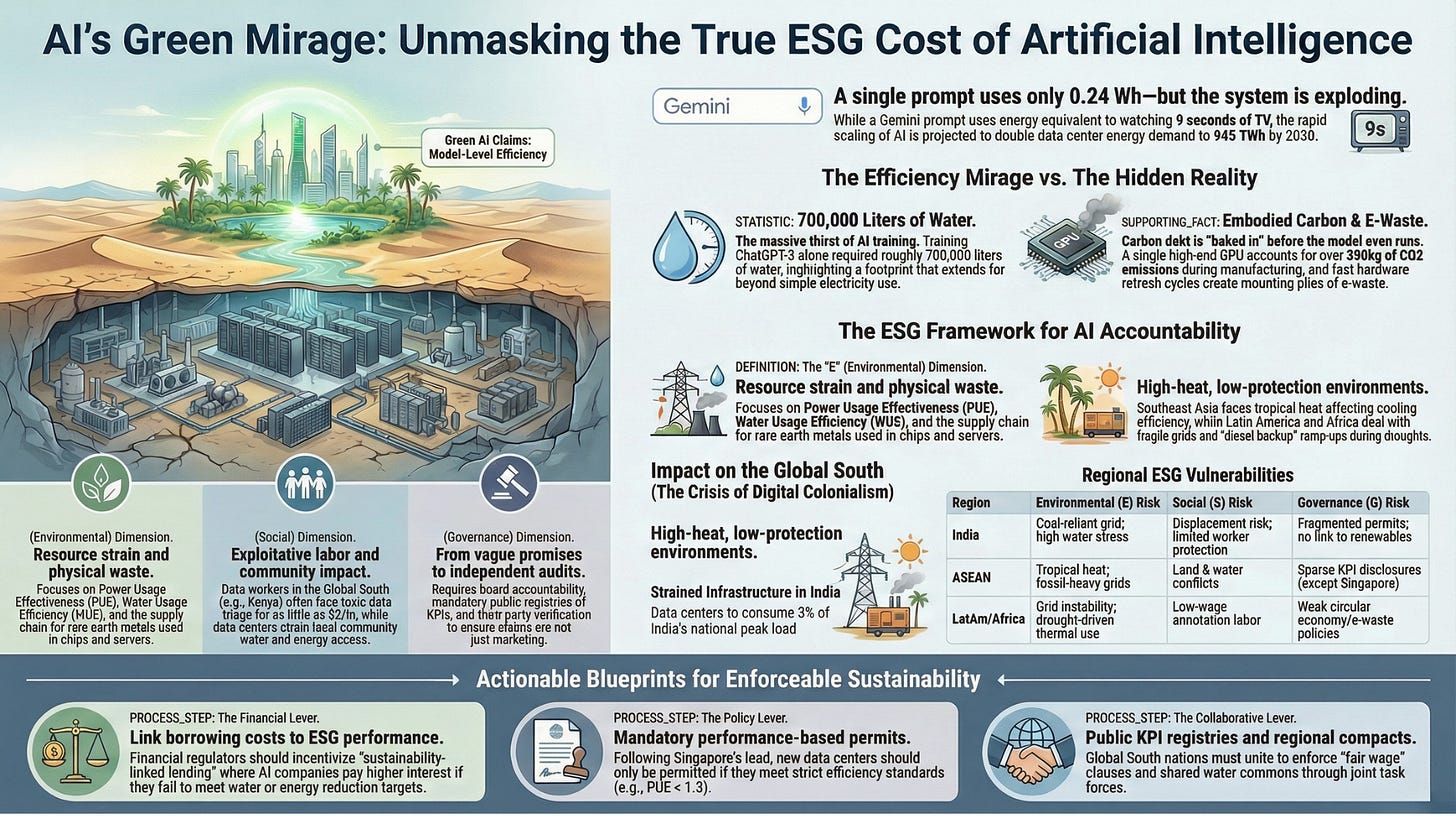 Why efficiency-focused 'Green AI' claims often hide deeper environmental, social, and governance costs—especially in the Global South.