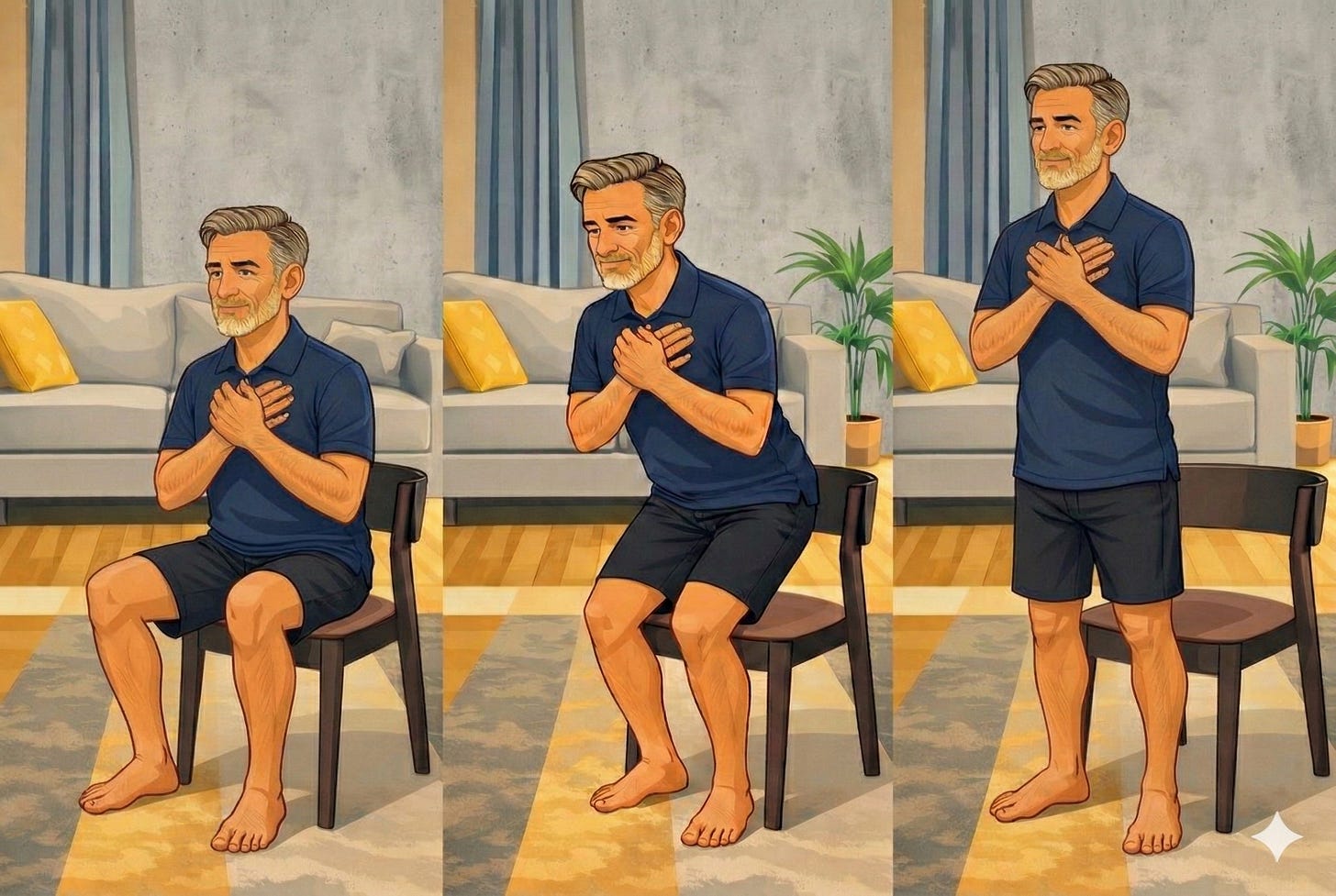 Demonstrating a chair sit to stand test