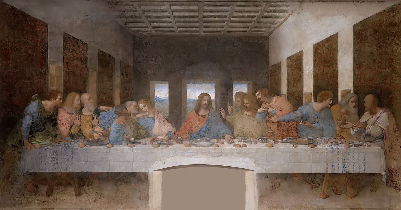Leonardo’s Last Supper, Milan. Note the door cut in the middle.