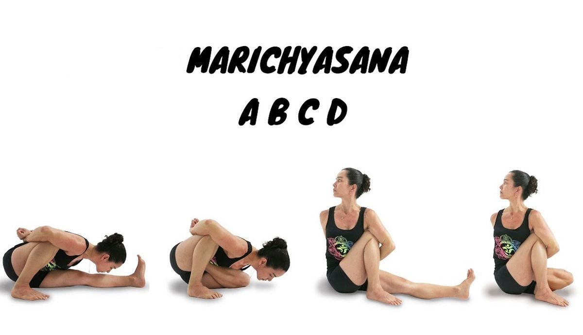 Variantes de Marichyasana A, B, C y D