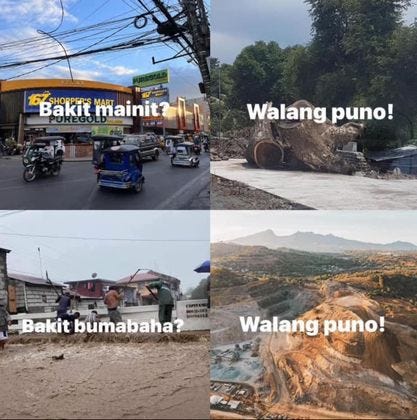 Bakit mainit walang puno bakit bumabaha walang puno climate change summer typhoon. Regina Peralta Buhay Copywriter Bakit mainit walang puno bakit bumabaha walang puno climate change summer typhoon. Regina Peralta Buhay Copywriter
