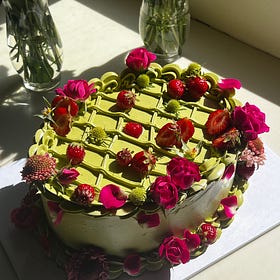 Matcha + Strawberry Chiffon Cake