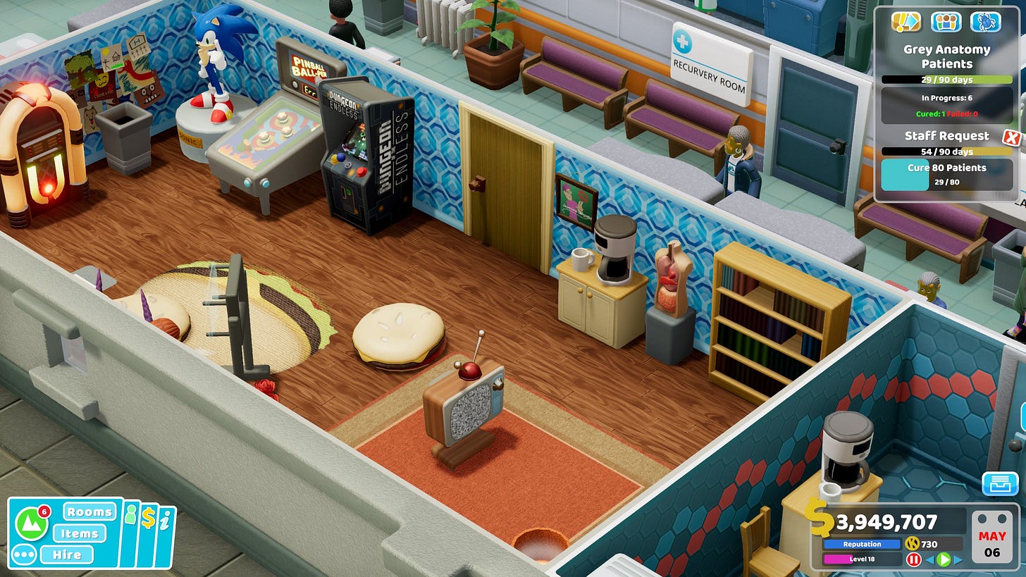 Το δωμάτιο προσωπικού στο Two Point Hospital