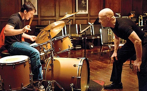 Miles Teller and JK Simmons in Whiplash. Miles Teller and JK Simmons in Whiplash.