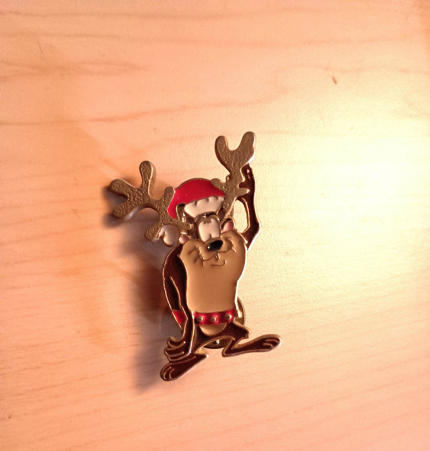 Tasmanian devel Taz wearing antlers.
