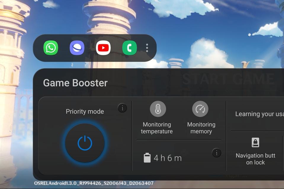 The Samsung Galaxy S21 Ultra Game Launcher app.