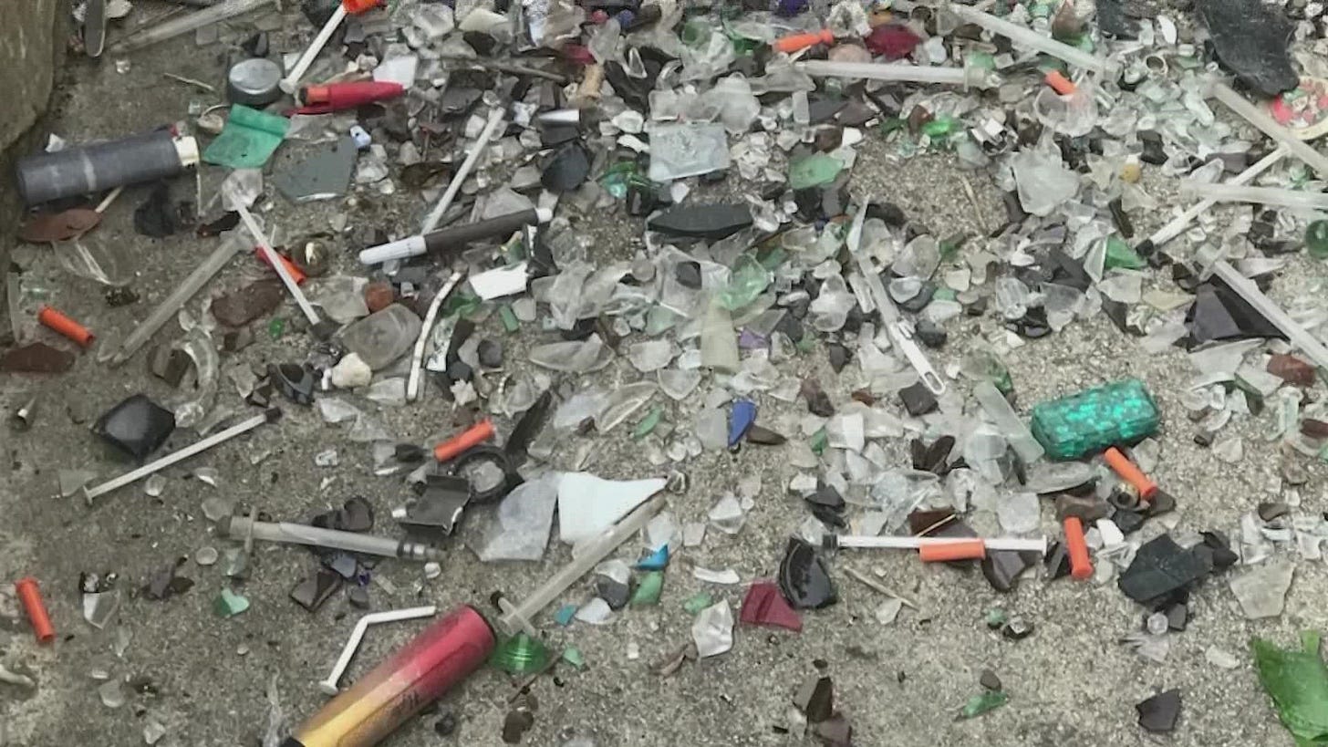 Pile of used syringe products found at entrance to rec center