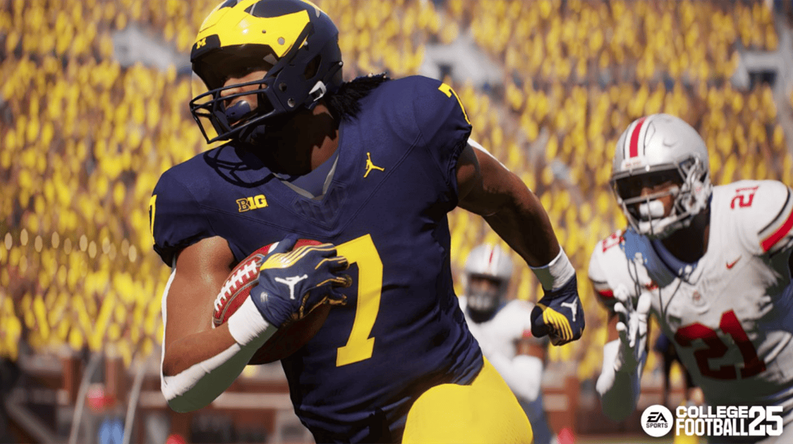 Michigan running back Donovan Edwards is one of the athletes featured on the cover of the game. (Credit: EA Sports)