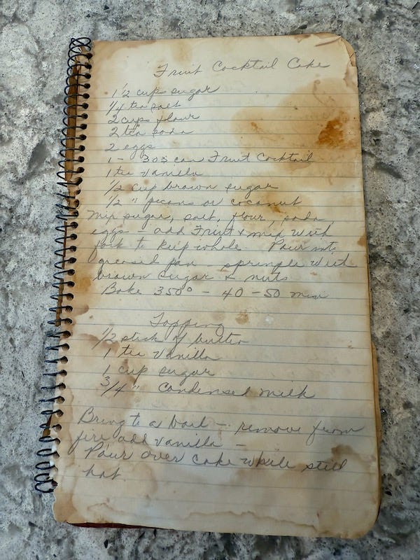 Fruit Cocktail Cake in recipe booklet