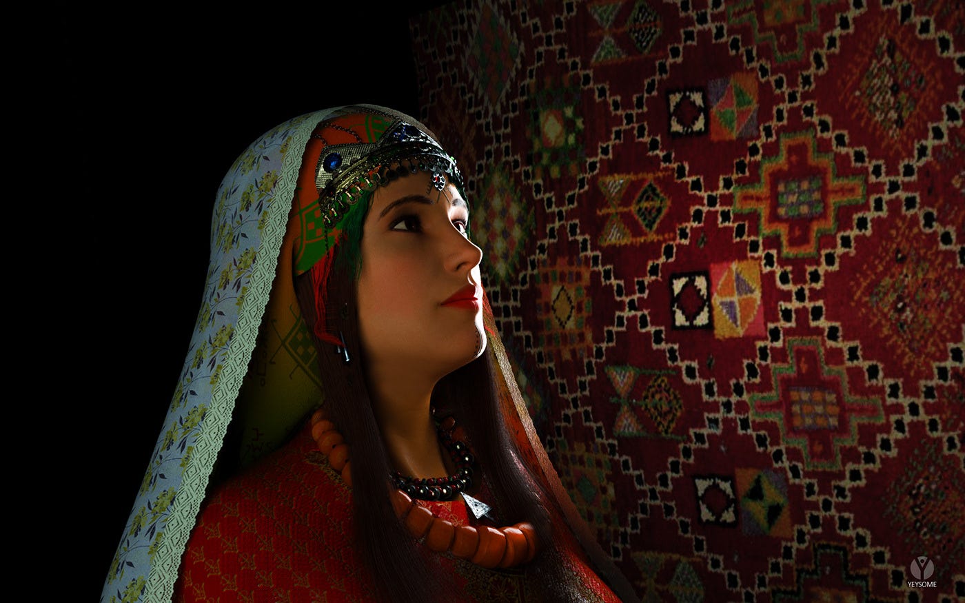 anaroze Berber digital3d c4d amazigh characters gameart jewelry octane girl