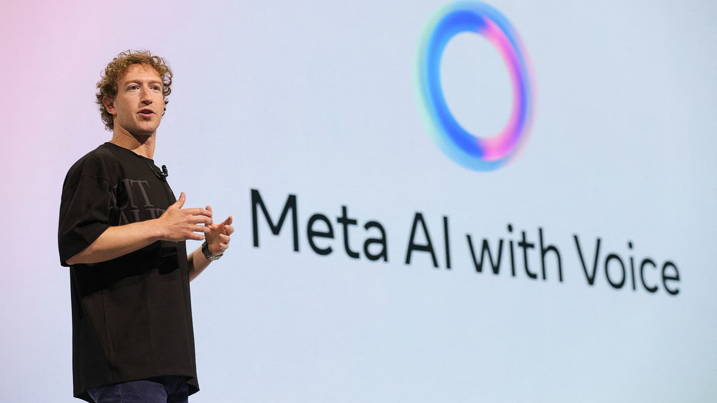 Meta CEO Mark Zuckerberg presents Meta AI with Voice, as he makes a keynote speech during the Meta Connect annual event, at the company's headquarters in Menlo Park, California, U.S. September 25, 2024. REUTERS/Manuel Orbegozo