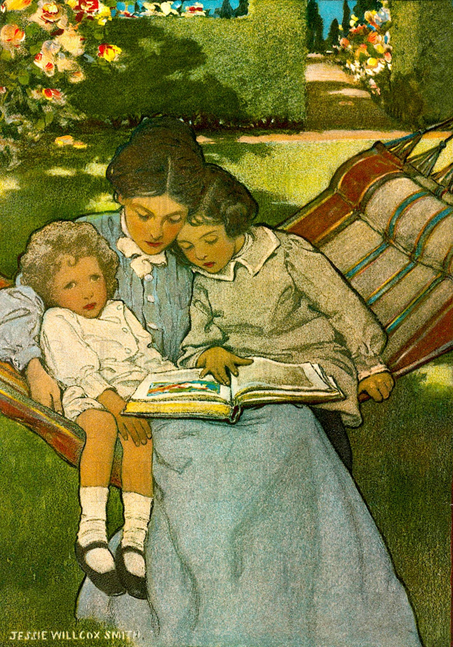 Mother And Children READING. Jessie Wilcox Smith. VINTAGE Book llustration.  Vintage Reading Digital DOWNLOAD. 2 Versions/1 Price!