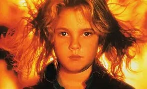 Image result for Drew Barrymore Fire Starter Nosebleed Meme