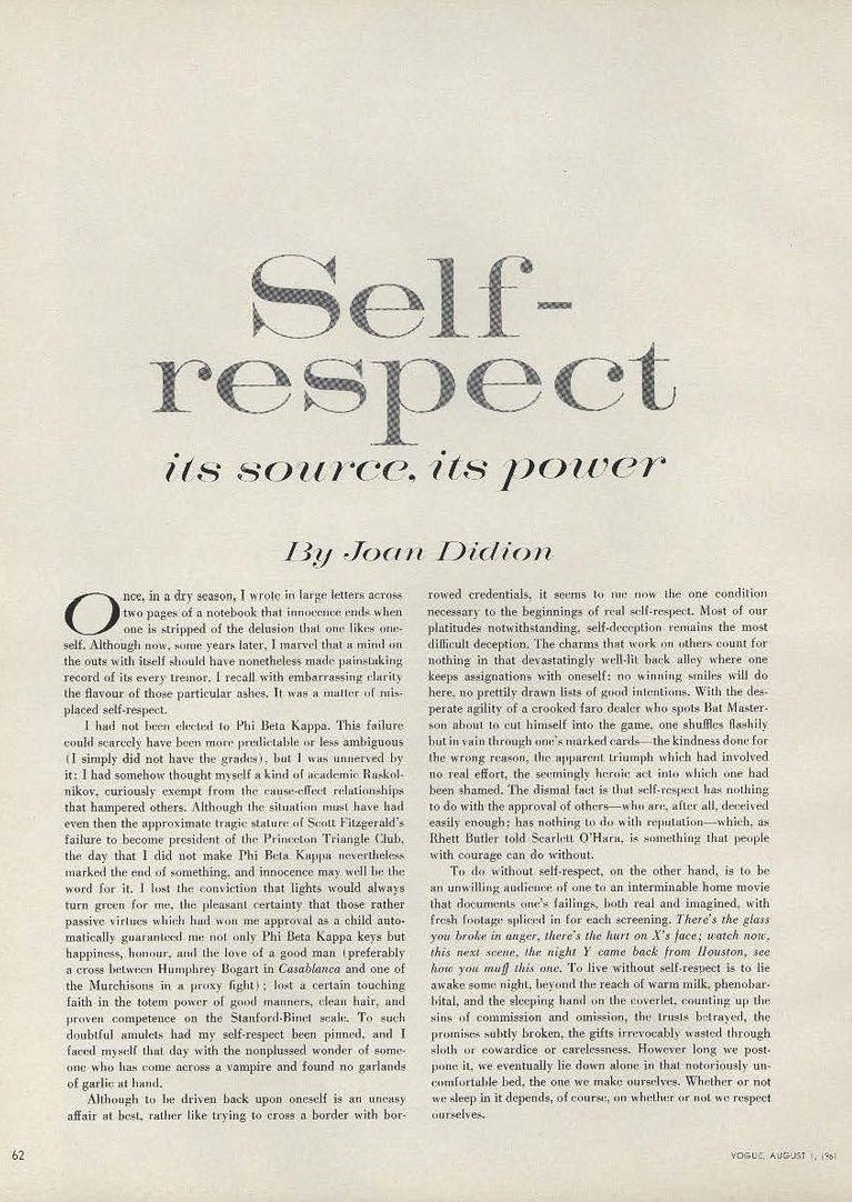 On Self-Respect by Joan Didion | Goodreads