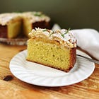 an orchard of summer stone fruit + peach & tarragon crumble cake 
