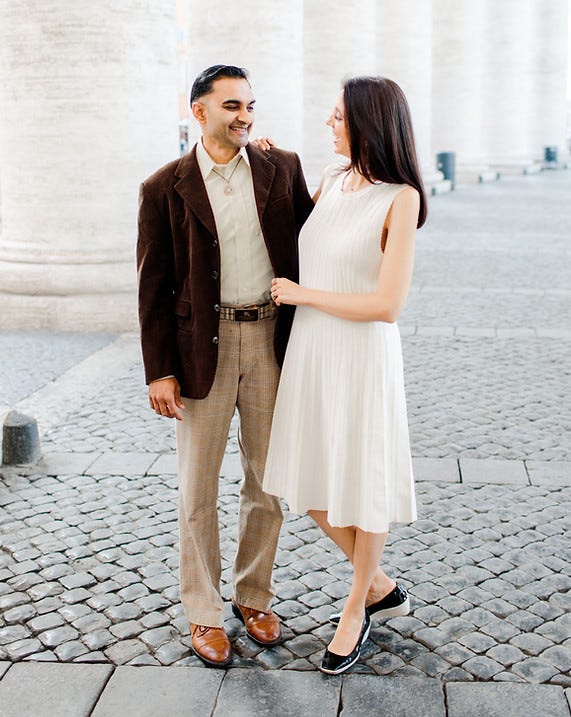 John & Ashley Noronha in St. Peter's Square in Rome, Italy