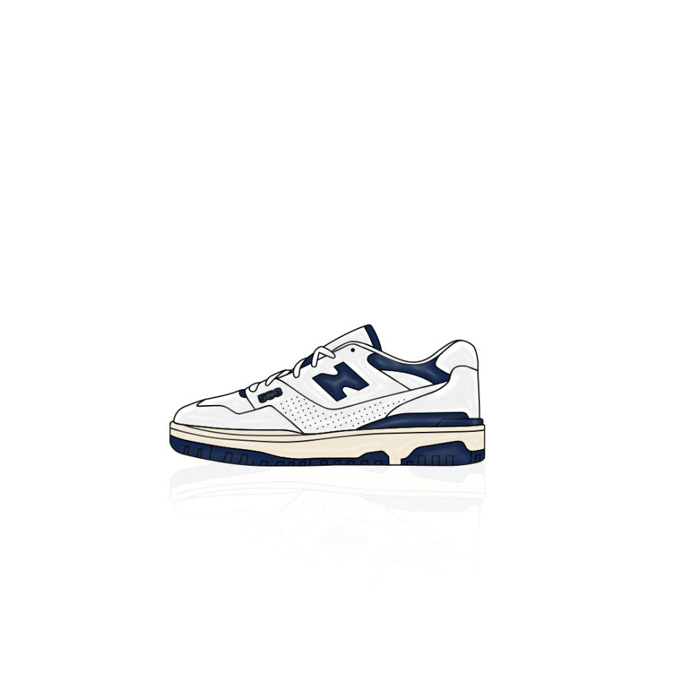 New Balance x ALD 550 White Navy Soft Enamel Pin by Shoobox - Mindzai