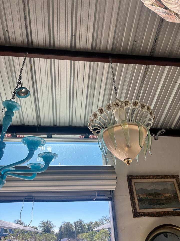 murano glass at Round Top antiques fair