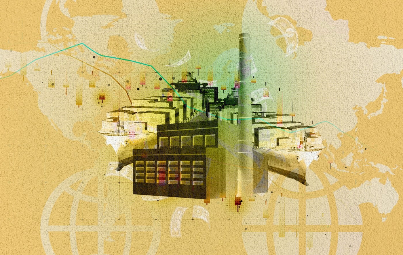 A factory with a smokestack A factory with a smokestack