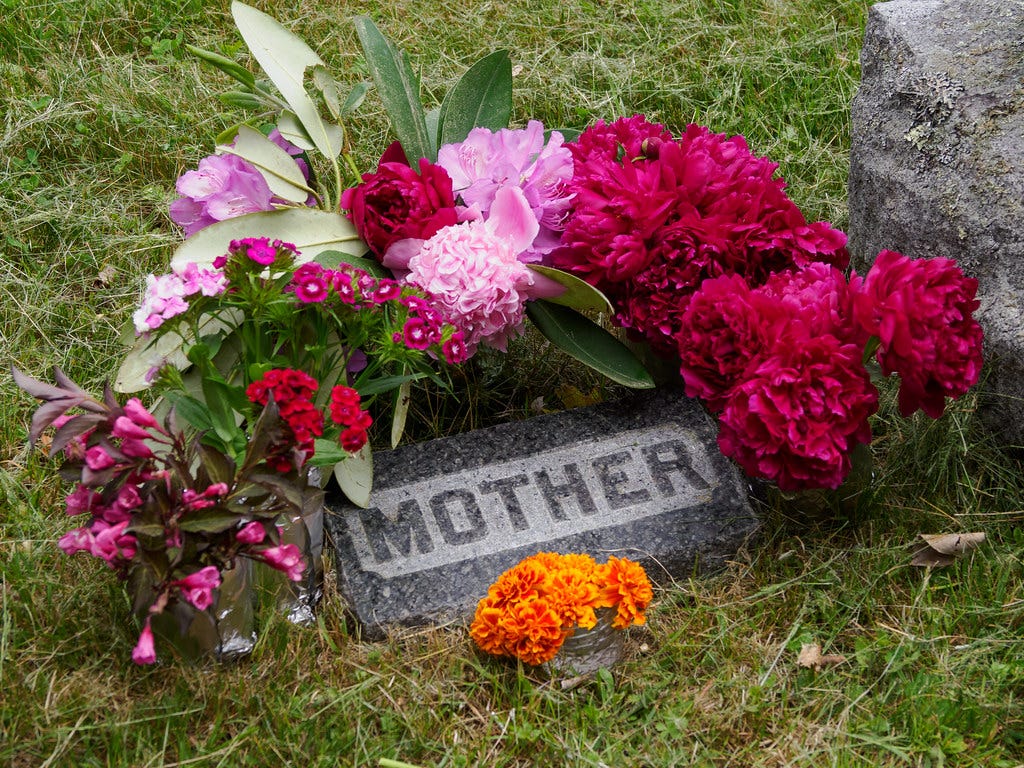 Flowers on grave of Margaret Roger